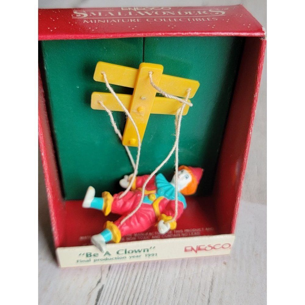 Enesco AS IS Small Wonders be a clown 1991 ornament Xmas marionette